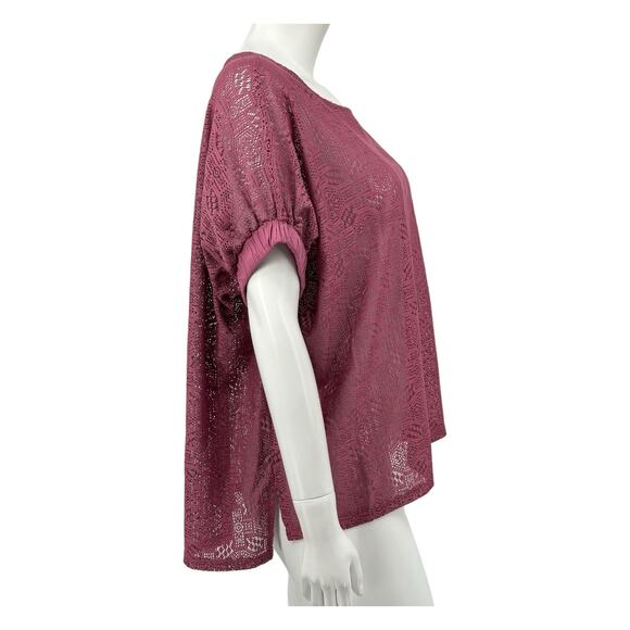 Akemi + Kin Anthropologie‎ Top Womens XS Small Bratton Lace Mauve Oversized Boho - Picture 3 of 8